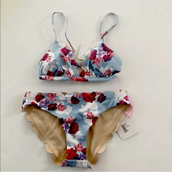 Vanilla Beach Bikini Swim Top Bottoms Set Roses - Picture 2 of 9